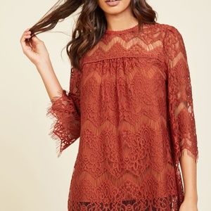 Lithe I Was Saying Lace Top in Brick - Modcloth